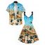 Allover Beach Turtle Print Women's O Ring Tank Dress and Men's Button Up Shirt Outfit - Bleu clair S | US 4
