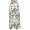 Solid Textured Square Neck Sleeveless Cinched Top and Hawaii Print Elastic Waist Wide Leg Pants Outfit - Vert clair S | US 4