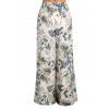 Solid Textured Square Neck Sleeveless Cinched Top and Hawaii Print Elastic Waist Wide Leg Pants Outfit - Vert clair L | US 8-10