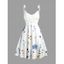 Floral Print Metal Ring Shoulder Crossover Bust Sleeveless Casual Tank Dress - Blanc M | US 6