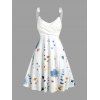 Floral Print Metal Ring Shoulder Crossover Bust Sleeveless Casual Tank Dress - Blanc XXL | US 14