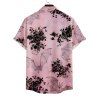 Men's Bat Print Roll Up Sleeve Shirt Button Up Short Sleeve Casual Shirt - Rose clair S