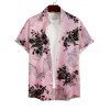 Men's Bat Print Roll Up Sleeve Shirt Button Up Short Sleeve Casual Shirt - Rose clair XL
