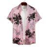 Chemise Décontractée Chauve-souris Imprimé Boutonnée à Manches Roulées pour Homme - Rose clair XL