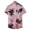 Men's Bat Print Roll Up Sleeve Shirt Button Up Short Sleeve Casual Shirt - Rose clair XL