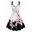 Flower Print V Neck Dress O Ring Straps Sleeveless A Line Tank Dress - Blanc M | US 6