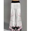 Pantalon Décontracté Long Fleur Imprimée Jambe Large à Taille Elastique - Blanc XXL | US 14
