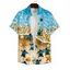 Men's Beach Print Roll Up Sleeve Shirt Button Up Short Sleeve Casual Gentleman Shirt - Bleu clair S