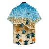 Men's Beach Print Roll Up Sleeve Shirt Button Up Short Sleeve Casual Gentleman Shirt - Bleu clair XL