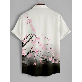 Floral Print Women`s Sweetheart Neck Ruched Bust Belt Dress and Men`s Button Up Shirt Outfit 