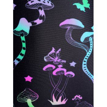 Galaxy Mushroom Skull Print Crisscross Beach Bikini Adjustable Spaghetti Strap Triangle Bottom Two Piece Bathing Suit 