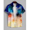 Tropical Ombre Print Women's V Neck O Ring Dress and Men's Button Up Shirt Outfit - Bleu S | US 4