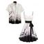 Floral Print Women's Sweetheart Neck Ruched Bust Belt Dress and Men's Button Up Shirt Outfit - Blanc S | US 4