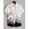 Men's Floral Print Roll Up Sleeve Shirt Button Up Short Sleeve Casual Gentleman Shirt - Blanc 5XL