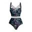 Galaxy Mushroom Skull Print Crisscross Beach Bikini Adjustable Spaghetti Strap Triangle Bottom Two Piece Bathing Suit - Vert clair XXL | US 14
