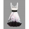 Robe Trapèze Longue Imprimée Florale à Col en Coeur et Ceinture - Blanc S | US 4