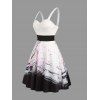 Robe Trapèze Longue Imprimée Florale à Col en Coeur et Ceinture - Blanc S | US 4