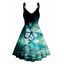 Butterfly Water Print V Neck Dress O Ring Straps Sleeveless A Line Tank Dress - Vert clair XXL | US 12