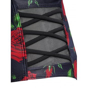Valentine`s Day Rose Print Underwire Crisscross High Waisted Bikini Swimwear Set 