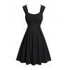 Solid Color Ruched Lace Up Waisted Sleeveless Summer Tank Dress - Noir S | US 4