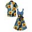 Van Gogh Sunflower Print Women's Sweetheart Neck Mock Button Dress and Men's Button Up Shirt Outfit - Bleu Ciel S | US 4