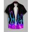 Men's Galaxy Octopus Print Roll Up Sleeve Shirt Button Up Short Sleeve Casual Gentleman Shirt - Noir 2XL