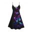 Colorful Butterfly Print V Neck Dress O Ring Straps Sleeveless A Line Tank Dress - Noir XXL | US 14