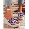 New Independence's Day American Flag Bowknot Wedge Heel Beach Slippers - multicolor EU 42