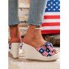 New Independence's Day American Flag Bowknot Wedge Heel Beach Slippers - multicolor EU 38