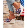New Independence's Day American Flag Bowknot Wedge Heel Beach Slippers - multicolor EU 43
