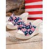 New Independence's Day American Flag Bowknot Wedge Heel Beach Slippers - multicolor EU 43