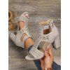 New Solid Hollow Out Chunky High Heel Buckle Zipper Sandals - Gris EU 41