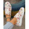 New Floral Pattern Lace Up Round Toe Flat Shoes - multicolor A EU 37