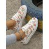 New Floral Pattern Lace Up Round Toe Flat Shoes - multicolor A EU 37