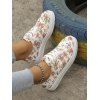 New Floral Pattern Lace Up Round Toe Flat Shoes - multicolor A EU 43