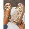 Fashionable Flower Pattern Wedge Heeled Open Toe Buckle Strap Sandals - multicolor EU 39