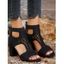 New Solid Hollow Out Chunky High Heel Buckle Zipper Sandals - Noir EU 42
