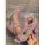 New Solid Hollow Out Chunky High Heel Buckle Zipper Sandals - Rose clair EU 41