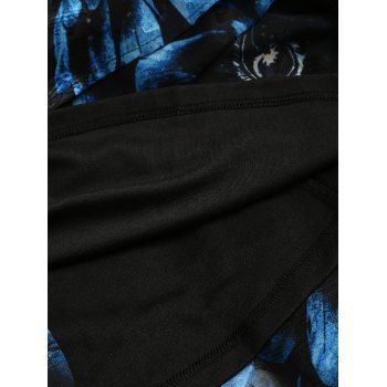 Feather Jacquard Patchwork Ruched Bust Sleeveless Summer Tank Asymmetric Dress 