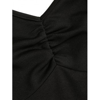 Feather Jacquard Patchwork Ruched Bust Sleeveless Summer Tank Asymmetric Dress 