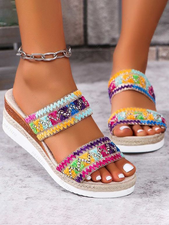 New Summer Beach Sandals Open Toe Wedge Thick Slippers - multicolor A EU 36