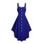 Solid Color Crinkle Mock Button Sleeveless Asymmetric Summer Tank Dress - Bleu XXL | US 14