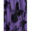 Butterfly Lace Patchwork Grommet Strap Lace Up Dress Mesh Overlay Short Sleeve Dress - Pourpre S | US 4