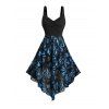 Robe D'Eté Asymétrique Plume Jointif Au Poitrine en Jacquard sans Manches - Bleu S | US 4