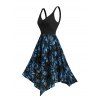 Feather Jacquard Patchwork Ruched Bust Sleeveless Summer Tank Asymmetric Dress - Bleu S | US 4