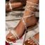 New Faux Crystal Ankle Wrap Flat Simple Summer Sandals - Noir EU 38