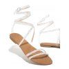 New Faux Crystal Ankle Wrap Flat Simple Summer Sandals - café EU 42