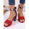 New Floral Print Buckle High-Heeled Summer Sandals - Rouge EU 43