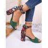 New Floral Print Buckle High-Heeled Summer Sandals - Vert profond EU 43