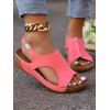 Solid Color Cutout Design Slip On Elastic Flat Sandals - Rose clair EU 40